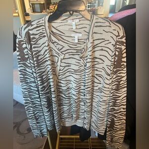 Escada Beige and Brown Zebra Print 2 piece set